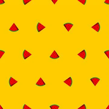 Slice of watermelon pattern seamless. Red melon background Stock Illustration