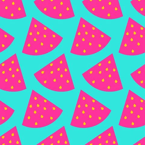 Slice of watermelon pattern seamless. Red melon background Stock Illustration