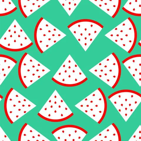 Slice of watermelon pattern seamless. Red melon background Stock Illustration