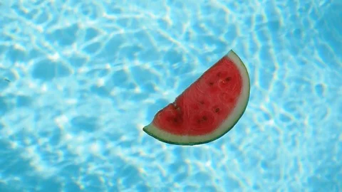 Slice of watermelon in the pool. Stock Footage 122768081