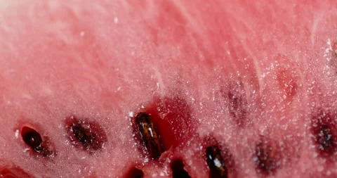Slice of watermelon with seeds. Macro background. Stock Footage 130745422