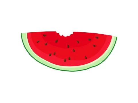 Slice of watermelon in the shape of a semicircle. Vector illustration on white Illustrazione stock