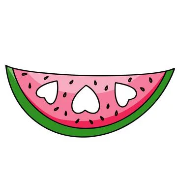 Slice watermelon summer fruit hand drawn vector illustration isolated on white Stock Illustration