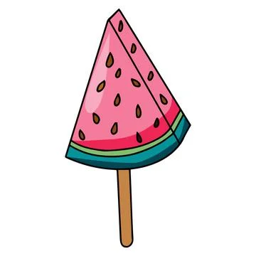 Slice watermelon summer fruit hand drawn vector illustration isolated on white Stock Illustration