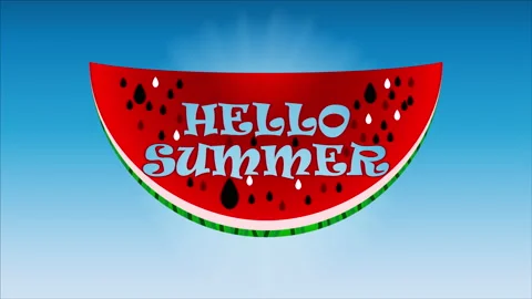 Slice of watermelon with text Hello Summer Stock Footage 151656613