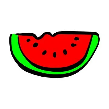 Slice of watermelon vector illustration sketch hand drawn with black lines is Stock Illustration
