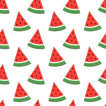 Slice of Watermelon Vector Seamless Pattern. Food Background. Stock Illustration