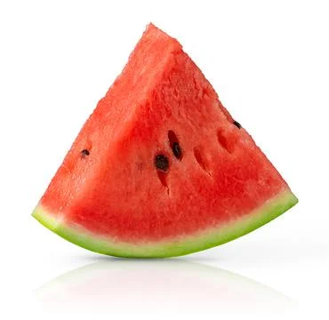 Slice of watermelon on white background with clipping path. Stock Photos