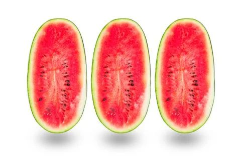 Slice of watermelon on white background Stock Photos