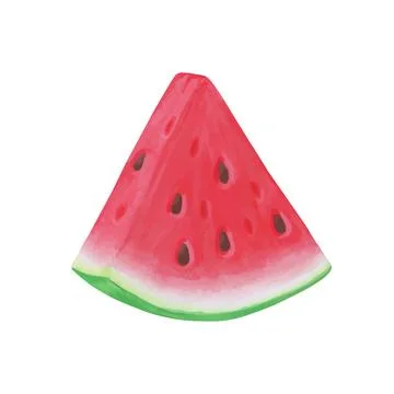 Slice of watermelon on white background, summer fruit, Vector illustration... Stock Illustration