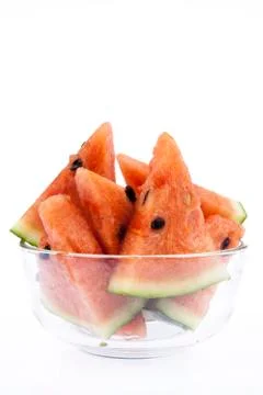 Slice of Watermelon on white Stock Photos