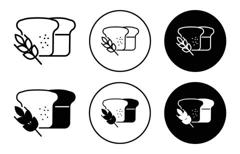 Slice of a wheat bread icon collection of outline thin line symbol or sign Stock Illustration