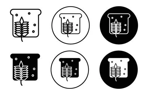 Slice of a wheat bread outline line icon set sign for web app Stock Illustration