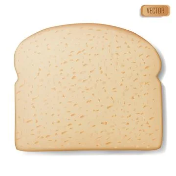 Slice of wheat bread. Realistic isolated on white background vector illustration 스톡 일러스트