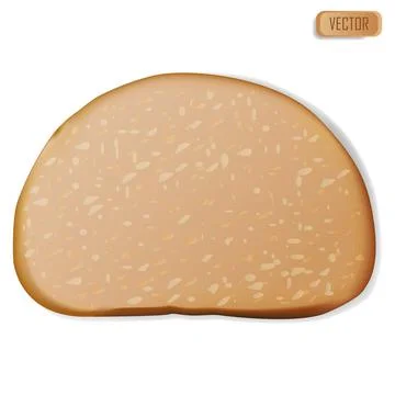Slice of wheat bread. Realistic isolated on white background vector illustration Stock Illustration