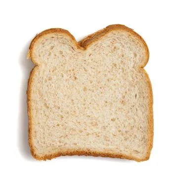 Slice of wheat bread on a white background Stock Photos
