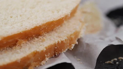 Slice of white bread, Close-up Stock-Footage 132765287