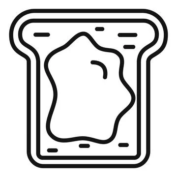 Slice of white bread covered with jam minimalist line art icon 스톡 일러스트
