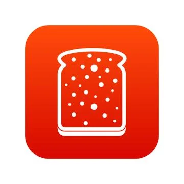 Slice of white bread icon digital red Stock Illustration