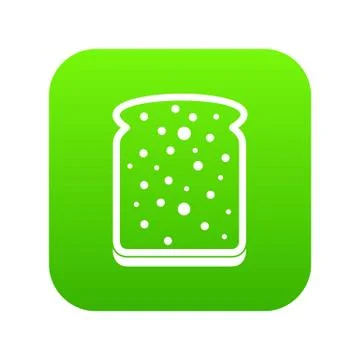Slice of white bread icon digital green Stock Illustration