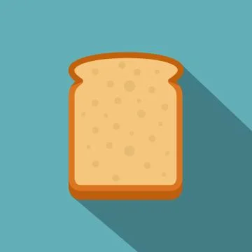 Slice of white bread icon, flat style 스톡 일러스트