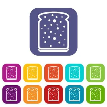 Slice of white bread icons set flat Stock Illustration
