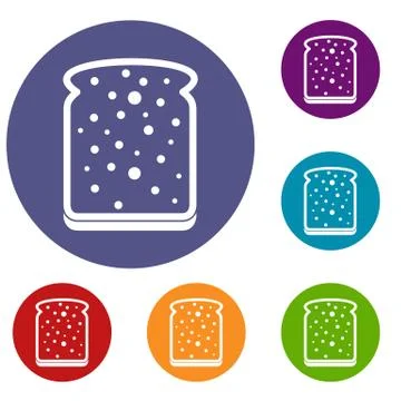 Slice of white bread icons set 스톡 일러스트