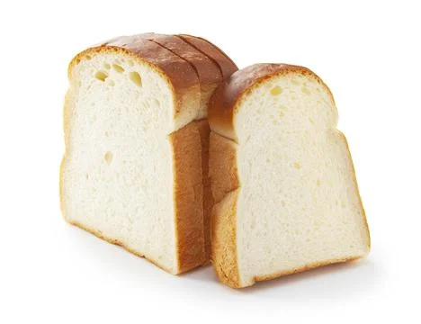 Slice of white bread isolated on white Stock Photos