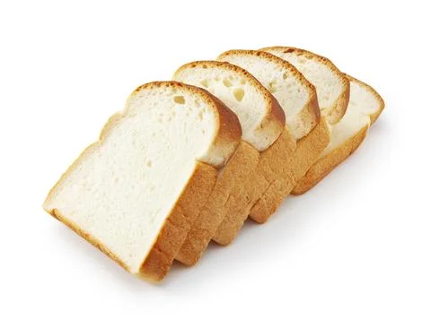 Slice of white bread isolated on white Foto stock