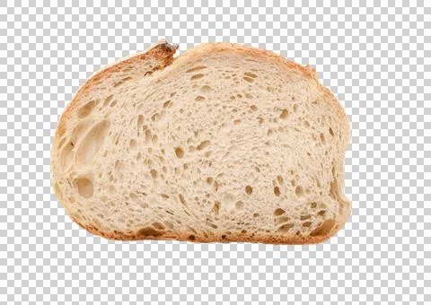 Slice of white bread isolated on white, top view, PNG Stock Photos
