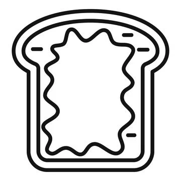 Slice of white bread with jam minimalist lineart icon 스톡 일러스트