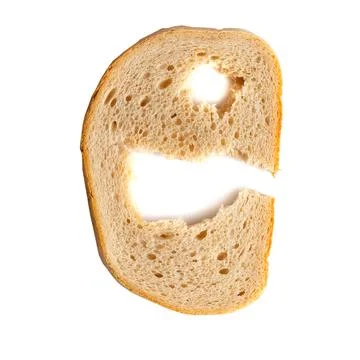 Slice of White Bread with Large Hole 库存照片