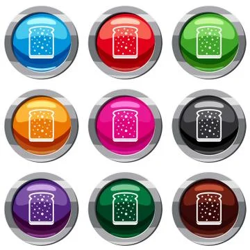 Slice of white bread set 9 collection Stock Illustration