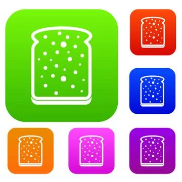 Slice of white bread set color collection Stock Illustration