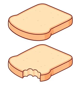 Slice of white toast bread drawing Stock Illustration