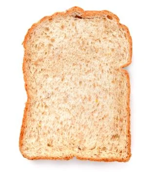 Slice of a whole wheat bread isolated on a white background Stock Photos