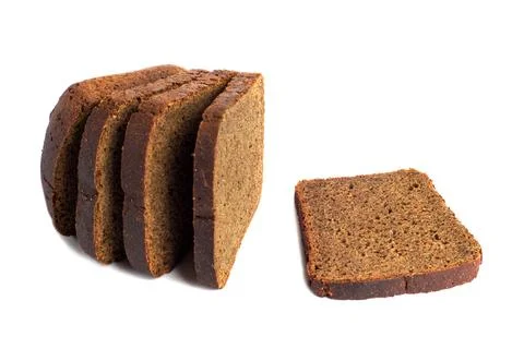 Slice of a whole wheat bread isolated on a white background Stock Photos