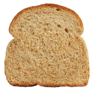 Slice of wholewheat bread isolated on white background Stock Photos