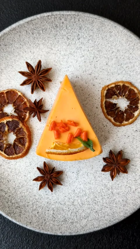 A slice of yellow cheesecake cake flavored with lemon and passion fruit Stock Footage 311335428