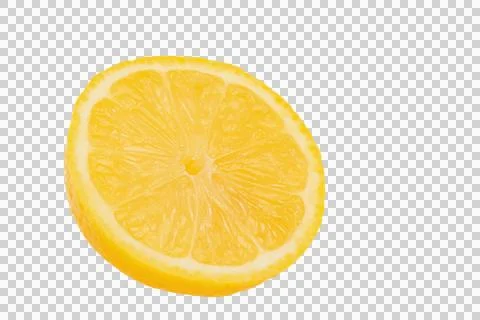 Slice of yellow ripe lemon isolate. Citrus fruit. Stock Photos