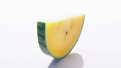 Slice of Yellow watermelon rotate 360 Stock Footage 156796657