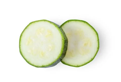 Slice of zucchini isolated on white background. top view Stock Photos