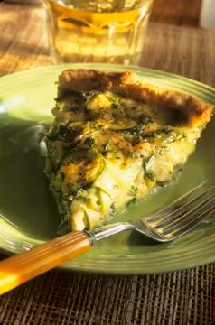 Slice of Zucchini Quiche Stock Photos