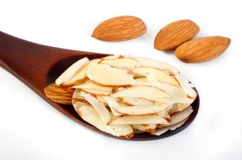 Sliced almonds Stock Photos