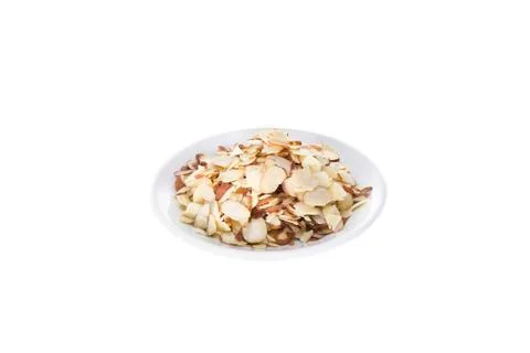 Sliced Almonds in a Plate Stock Photos