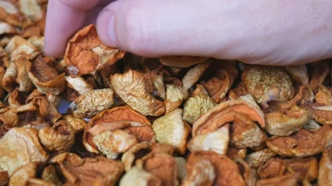 Sliced and dried apples in the process of harvesting for the winter. A farmer's Video stock 224062045