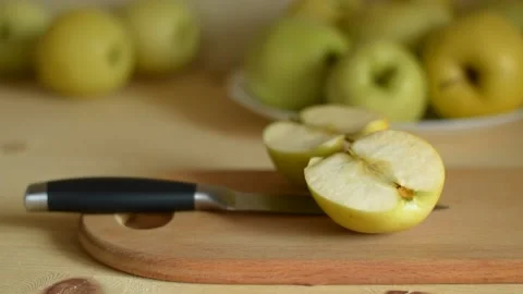 Sliced apple and knife. Stock Footage 186994964
