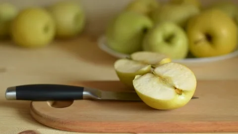 Sliced apple and knife. Stock Footage 186994991