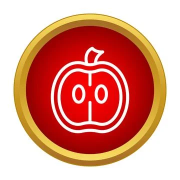 Sliced apple icon in a red circle Stockillustratie