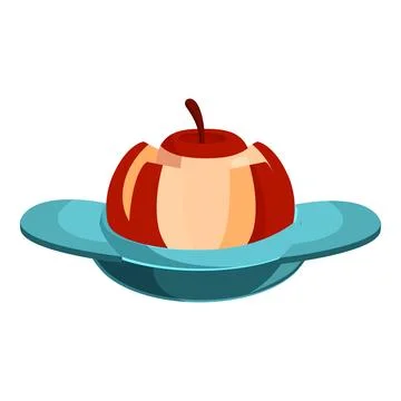 Sliced apple on nibbler sitting on white background Stock Illustration
